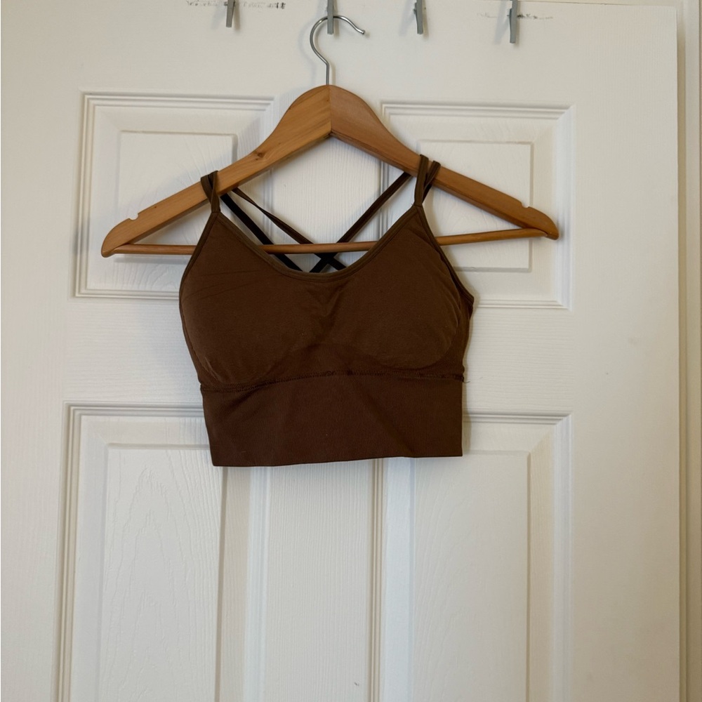 NVGTN Seamless Flourish Brown Sports Bra
